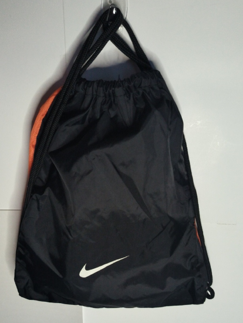 Nike Orange And Black Reversible Drawstring Backpack with White Swoosh